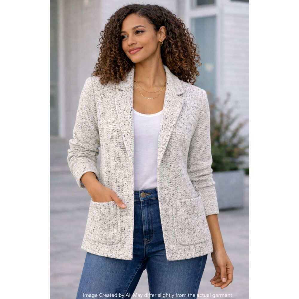 Topshop Structured Cardigan Jacket Cream, White, Black, & Grey Size US 4
